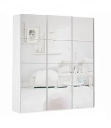 Шкаф-купе трехдверный Прайм 1800 Зеркало/Зеркало/Зеркало Белый снег