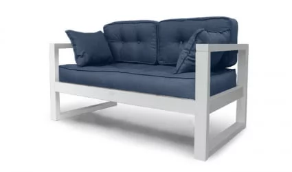 Диван двухместный ДЕмоку Д-2 небесно-голубой_белый / DEmoku