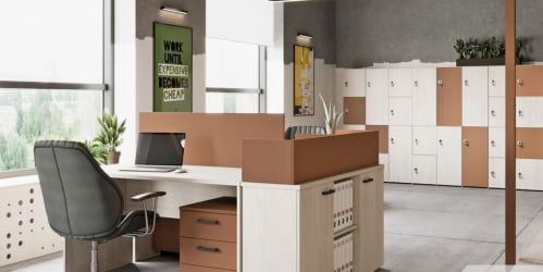 Комплект офисной мебели ЛЕМО №7 Сосна Скандинавия Карамель нюд / LEMO