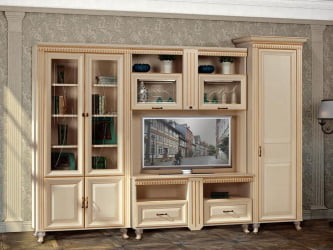 Шкаф навесной Марлен 480 Кремовый белый Патина