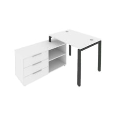 Рабочая станция на П-образном м/к с опорной тумбой левая Метал Сйстем Б.РС-СТС-2.1 Л Белый/Антрацит / Metal System