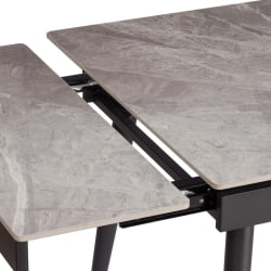 Раздвижной стол Лорд Грей/Лорд Грей столешница керамика (глянцевая) / опоры металл, серый/черный, (120+30+30)кс80кс75 см / Lord Grey/Лорд (120+30+30)x80x75