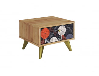 Тумба дизайнерская Фьюжн ТМ-004 дуб крафт золотой/ВИНИЛ / золотой/VINIL