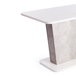 Раздвижной стол ГЕНТ ЛДСП, 110-145кс68,6кс75,5 см, Белый/Бетон / GENT 110-145x68,6x75,5