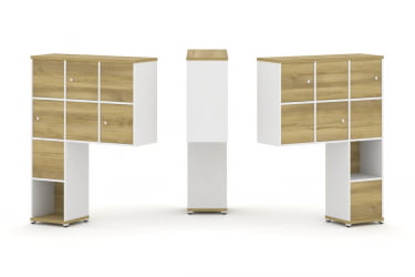 Надставка на стол высокая двухсторонняя + задняя стенка (8 шт.) + распашной фасад (6 шт.) CОНCЕПТ CН.ДНВ-002 Дуб Винченцо Белый бриллиант Белый металл / CONCEPT CN.DNV-002