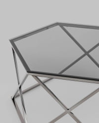 Журнальный столик Круз 93*80 стекло смоке сталь Темный хром / smoke