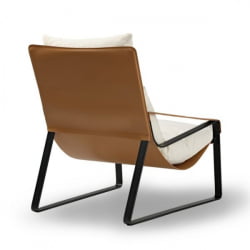 Кожаное кресло ЕРК-ЛC03-ГЙ, коричневое, белое / ERK-LC03-GY,