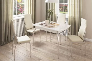 Стол обеденный раздвижной Танго Белый-Геометрия