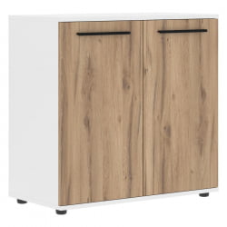 Шкаф с глухими малыми дверьми ЕДИС ЕЛCС 85.1 Дуб Денвер светлый Черный Белый / EDIS ELCS