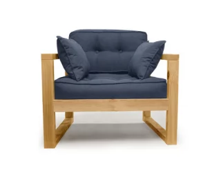 Диван одноместный ДЕмоку Д-1 небесно-голубой_натуральный / DEmoku