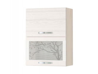 Шкаф-витрина кухонный (с системой плавного закрывания) Графит 74.08.2 Сосна Астрид-Ванил