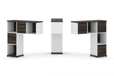 Надставка на стол низкая двухсторонняя + задняя стенка (5 шт.) CОНCЕПТ CН.ДНН-001 Дуб Мали Белый бриллиант Черный металл / CONCEPT CN.DNN-001