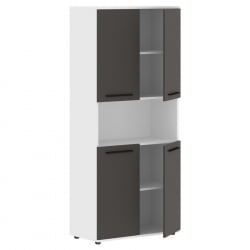 Шкаф с двумя комплектами глухих малых дверей ЕДИС ЕХCС 85.4 Мокко Черный Белый / EDIS EHCS