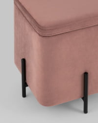 Пуф Грейс квадрат с ящиком велюр Пыльно-розовый