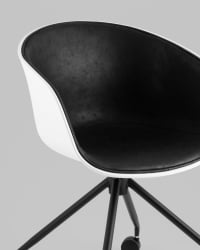 Кресло офисное ЛИБРА пластик белый экокожа черная на колесиках / LIBRA