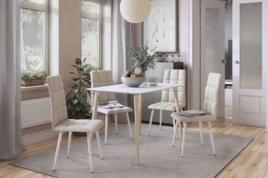 Стол обеденный Сканди 1 Белый-светлый лак