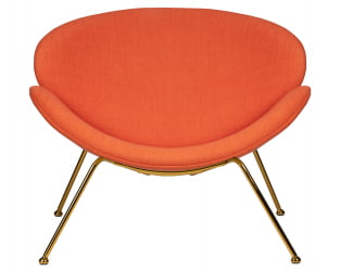 Кресло дизайнерское ДОБРИН ЕМИЛЙ (оранжевая ткань АФ, золотое основание) / DOBRIN EMILY AF,