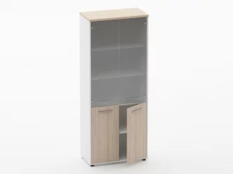 Шкаф 4 широкий верх стеклянные двери, низ закрытый Дека 10.19.171 Туя/Белый / Deka