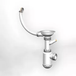 Сифон ГРАНД 3 1/2 с круглым переливом и винтом металл. с отводом (С.Н. 311-11-24) / GRAND