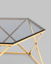 Журнальный столик Круз 93*80 стекло смоке сталь Золото / smoke