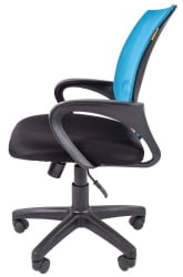 Кресло оператора CХАИРМАН 696 Черный пластик (блаcк) Голубой / CHAIRMAN (black)