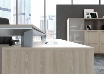 Комплект мебели для кабинета руководителя Атлас №03 Ясень Наварра Алюминий / Atlas