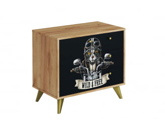 Комод Фьюжн КМ-002 дуб крафт золотой/ВИНИЛ / золотой/VINIL