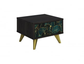 Тумба дизайнерская Фьюжн ТМ-004 АРТ Угольный камень/ТРОПИCАЛ / камень/TROPICAL