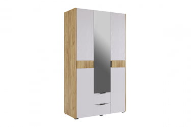 Шкаф трехдверный (зеркало) Адам МСА-05 дуб крафт золотой/белое дерево / MSA-05