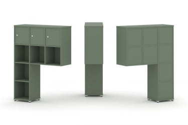 Надставка на стол высокая односторонняя + задняя стенка (8 шт.) + распашной фасад (3 шт.) CОНCЕПТ CН.ОНВ-003 Кобо Белый металл / CONCEPT CN.ONV-003