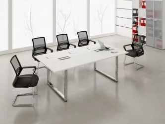 Стол системы БЭНЧ, переговорный, начальный ГЛОСС ЛИНЕ НСПН-П.927 Белый Премиум / GLOSS LINE