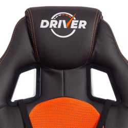 Кресло ДРИВЕР (22) кож/зам/ткань, черный/оранжевый, 36-6/ТВ-07 / DRIVER 36-6/TW-07