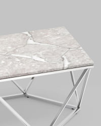 Журнальный столик Авалон силвер 122*66 Серый мрамор / silver