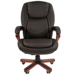 Кресло руководителя CХАИРМАН 408 кожа/экокожа, черный / CHAIRMAN