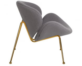 Кресло дизайнерское ДОБРИН ЕМИЛЙ (серая ткань АФ7, золотое основание) 2 шт / DOBRIN EMILY AF7,