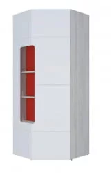 Шкаф угловой с полками Палермо Юниор 08 Белый глянец Ясень шимо светлый Красный