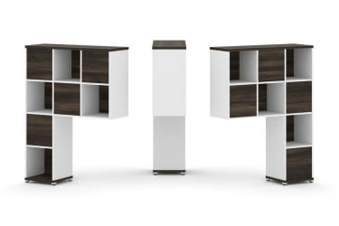 Надставка на стол высокая двухсторонняя + задняя стенка (8 шт.) CОНCЕПТ CН.ДНВ-001 Дуб Мали Белый бриллиант Белый металл / CONCEPT CN.DNV-001