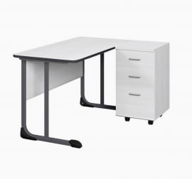 Стол учителя с тумбой 1350х650 с антивандальной полиуретановой кромкой Серый/Серый