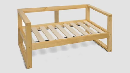 Диван для балкона двухместный ДЕмоку Д-2 небесно-голубой_натуральный / DEmoku