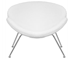 Кресло дизайнерское ДОБРИН ЕМИЛЙ (белый (букле) ткань , хромированная сталь) / DOBRIN EMILY