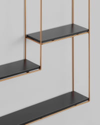 Полка Скуаре золотая Черный мрамор / Square