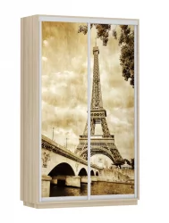 Шкаф-купе с фотопечатью Экспресс Хит Париж/Ясень шимо светлый