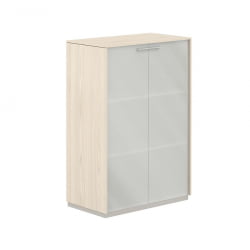 Шкаф средний со стеклом Атлас НЗ-0335.ЙН.ГЛМ Ясень Наварра / Atlas NZ-0335.YN.GLM