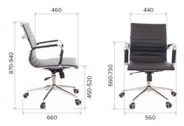 Кресло для персонала Лео Т экокожа Черный / Leo T