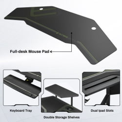 Стол для компьютера (для геймеров) Еурека АЕД-70Б, с подставкой для клавиатуры / Eureka AED-70B,