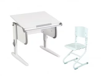 Стол-трансформер Парта 1/75 + Стул Белый Серый / Parta Stul