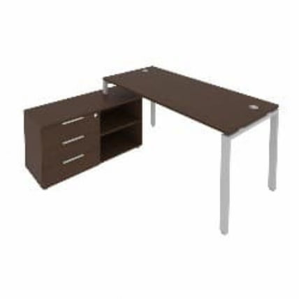 Рабочая станция на П-образном м/к с опорной тумбой левая Метал Сйстем Б.РС-СТС-2.4 Л Венге/Серый / Metal System_0