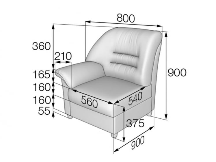 Кресло подлокотник правый Премьер В-100/3 / V-100/3_1