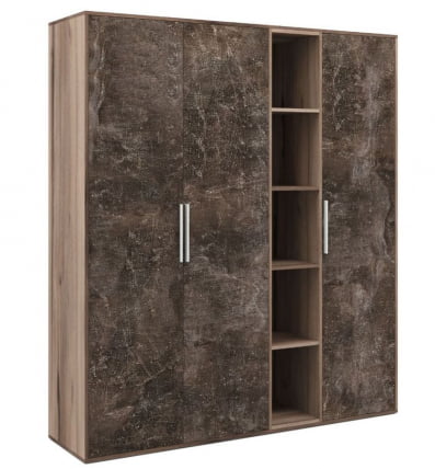 Шкаф высокий 3 створки, с нишей Б-ТОНЕ БТН36152442 Вяз Бетон темный / B-TONE BTN36152442_0