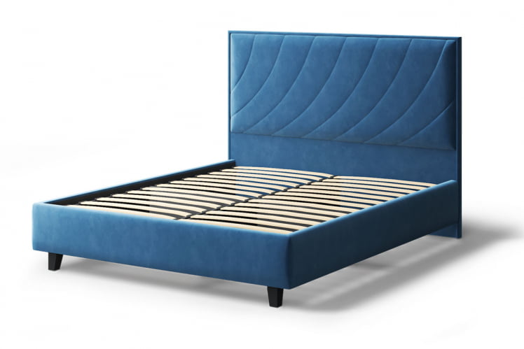 Кровать СОФИЯ 2000*1600мм (на опорах), велюр Бренди лайт 08 (синий), (б/основания, б/матраса)_1